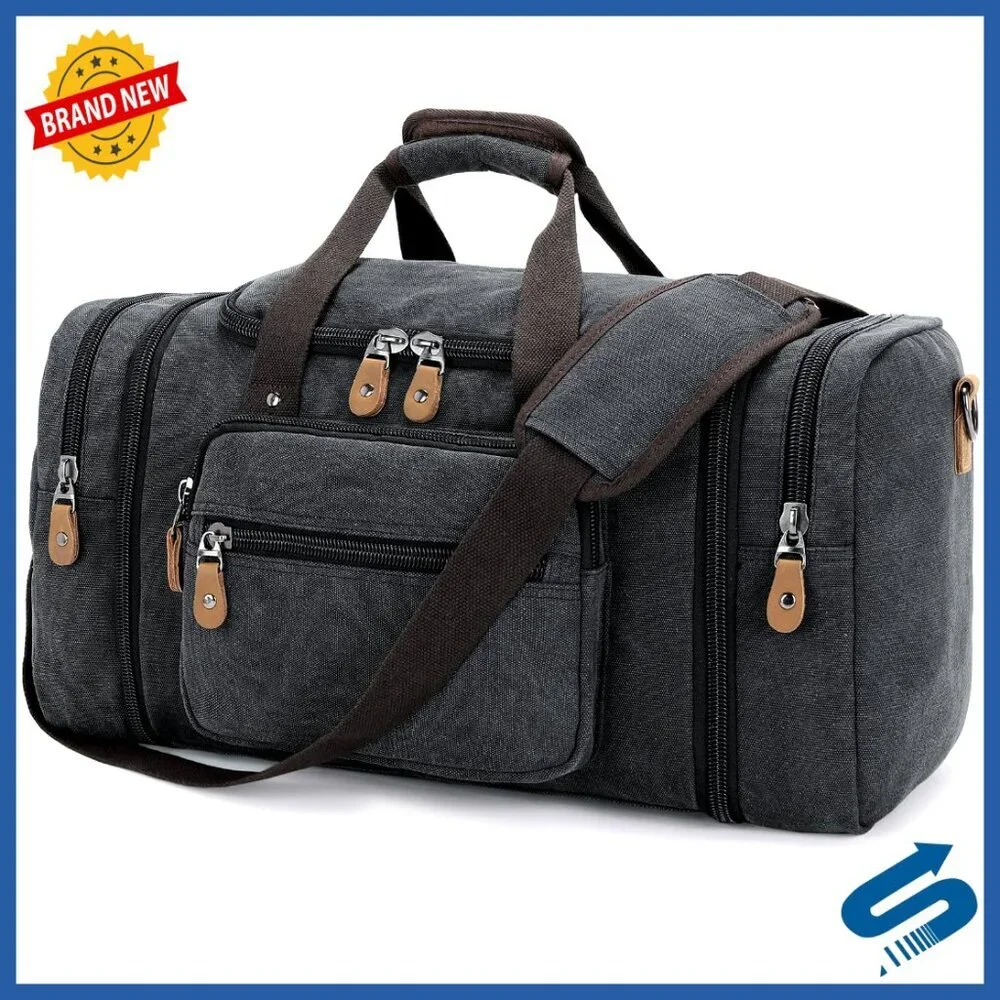 Canvas Travel Duffel Bag Expandable Weekend Overnight Carry On Luggage